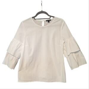 J. Crew Mercantile Women's Tiered bell-sleeve top White Cotton blouse Size 8